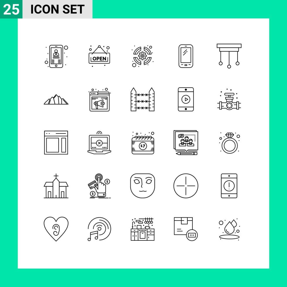 pacote de ícones vetoriais de estoque de 25 sinais e símbolos de linha para decorações samsung seo huawei smartphone editável elementos de design vetorial vetor