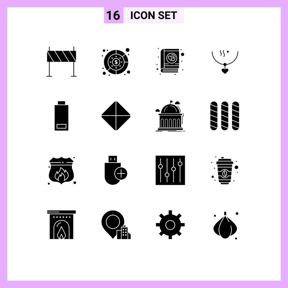 pacote de ícones vetoriais de estoque de 16 sinais e símbolos de linha para casamento, casamento, dinheiro, amor, namorados, elementos de design de vetores editáveis