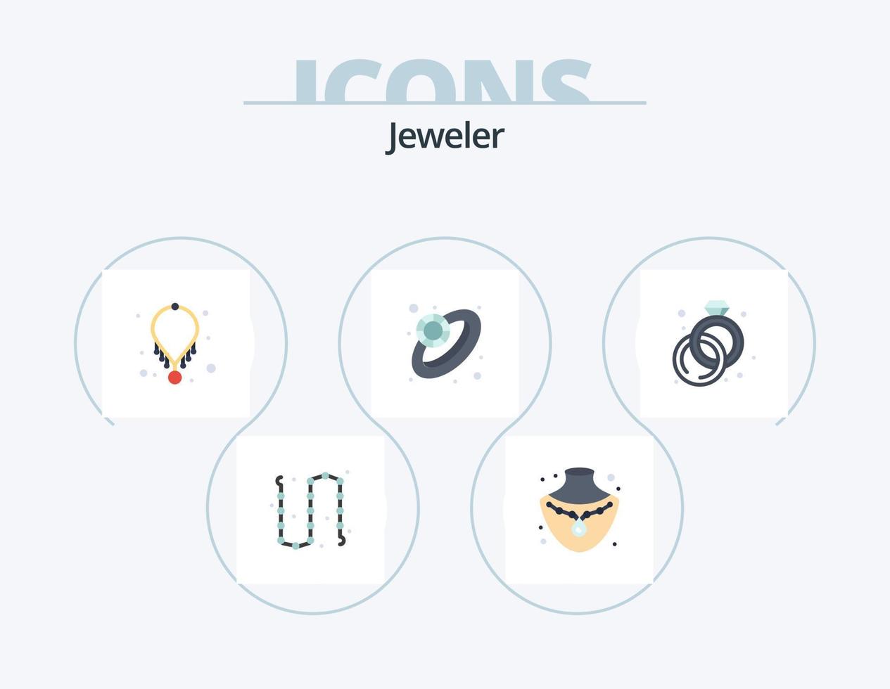 pacote de ícones planos de joias 5 design de ícones. . . acessórios. anel. diamante vetor