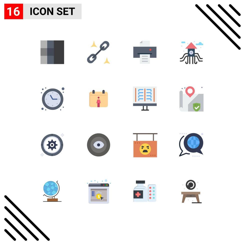 conjunto de 16 sinais de símbolos de ícones de interface do usuário modernos para calendário médico otimização de tempo de cidade pacote editável de elementos de design de vetores criativos
