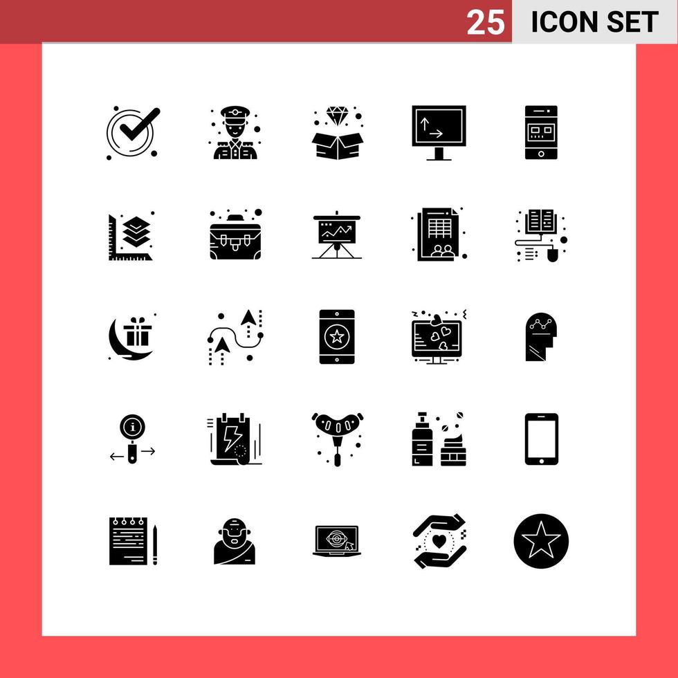 conjunto de 25 sinais de símbolos de ícones de interface do usuário modernos para elementos de design de vetores editáveis de banco de gemas de cartão de pagamento