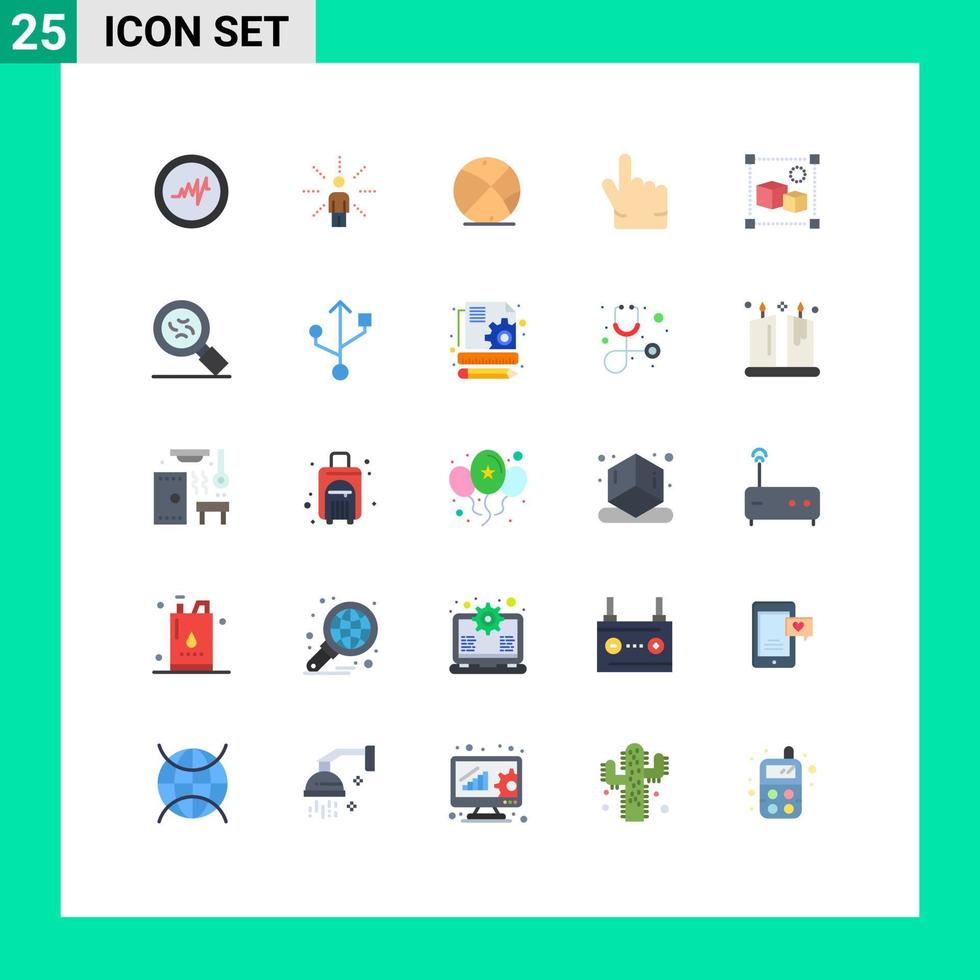 Pacote de cores planas de 25 interfaces de usuário de sinais e símbolos modernos de design de bola de arquivo de caixa dedo indicador editável elementos de design vetorial vetor
