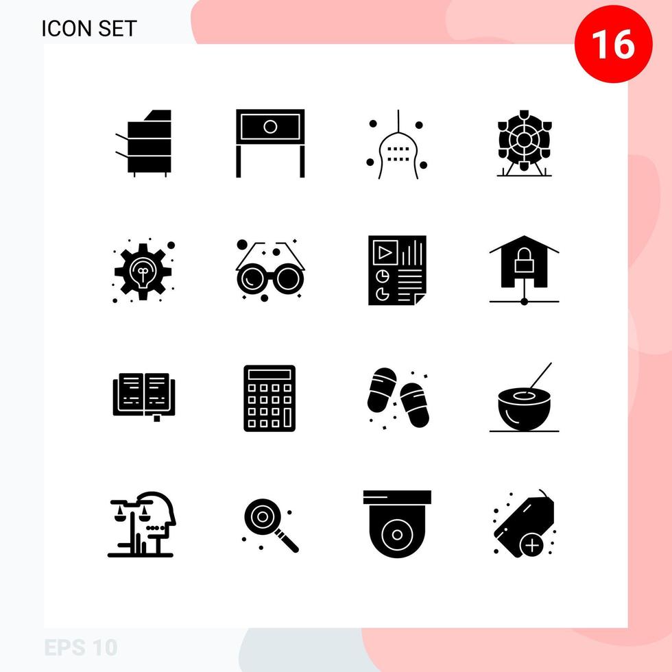 16 interface do usuário pacote de glifos sólidos de sinais e símbolos modernos da roda gigante peru interior elementos de design de vetores editáveis de ação de graças