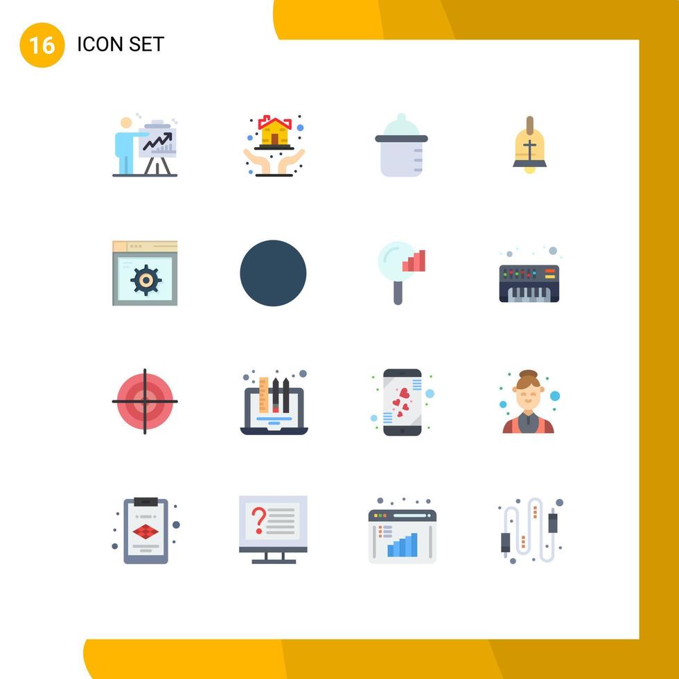 pacote de 16 sinais e símbolos modernos de cores planas para mídia de impressão na web, como configuração de proteção de férias mãos bola de páscoa pacote editável de elementos de design de vetores criativos