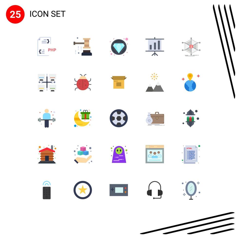 grupo de 25 sinais e símbolos de cores planas para apresentação de ajuda gráfico de vendas joias elementos de design de vetores editáveis