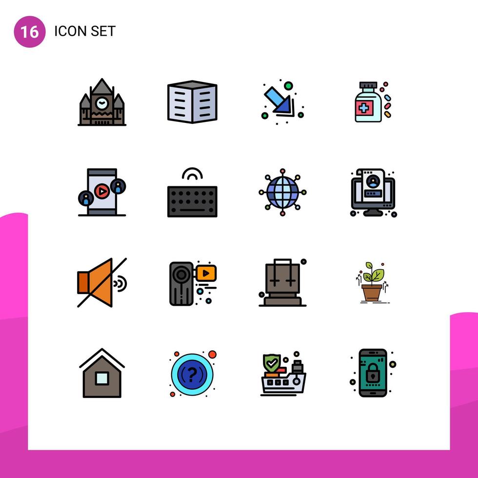 conjunto de 16 sinais de símbolos de ícones de interface do usuário modernos para blocos de escritório de negócios de tecnologia garrafa de tablet elementos de design de vetor criativo editável