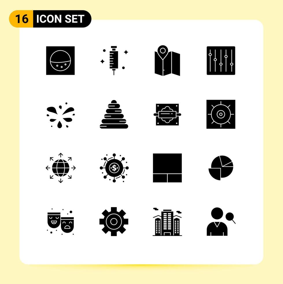 16 ícones criativos sinais e símbolos modernos de dispositivos de música de plano de piscina ondulada de jardim elementos de design de vetores editáveis