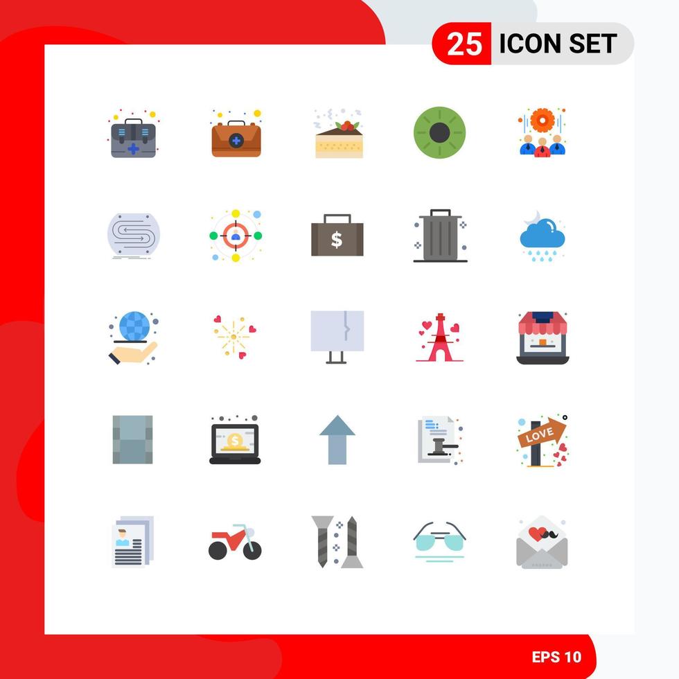 25 ícones criativos, sinais modernos e símbolos do conceito, trabalho em equipe, frutas, equipamentos de equipe, elementos de design vetorial editáveis vetor
