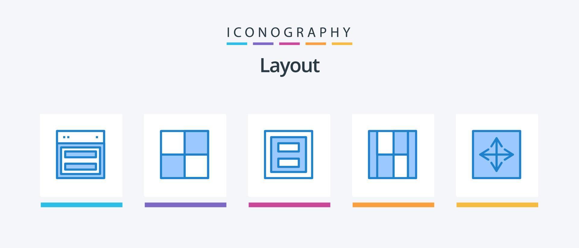 pacote de ícones de layout azul 5, incluindo angular. ilustração. quadro. desenhar. Criar. design de ícones criativos vetor