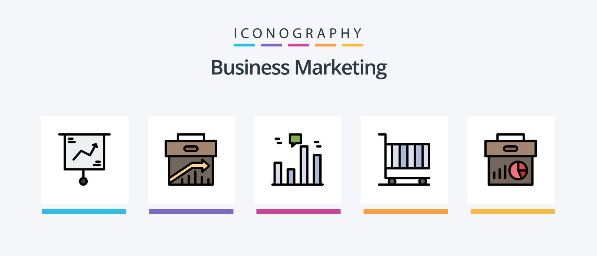 linha de marketing de negócios cheia de 5 ícones incluindo . Estatisticas. marketing. gráfico. design de ícones criativos vetor
