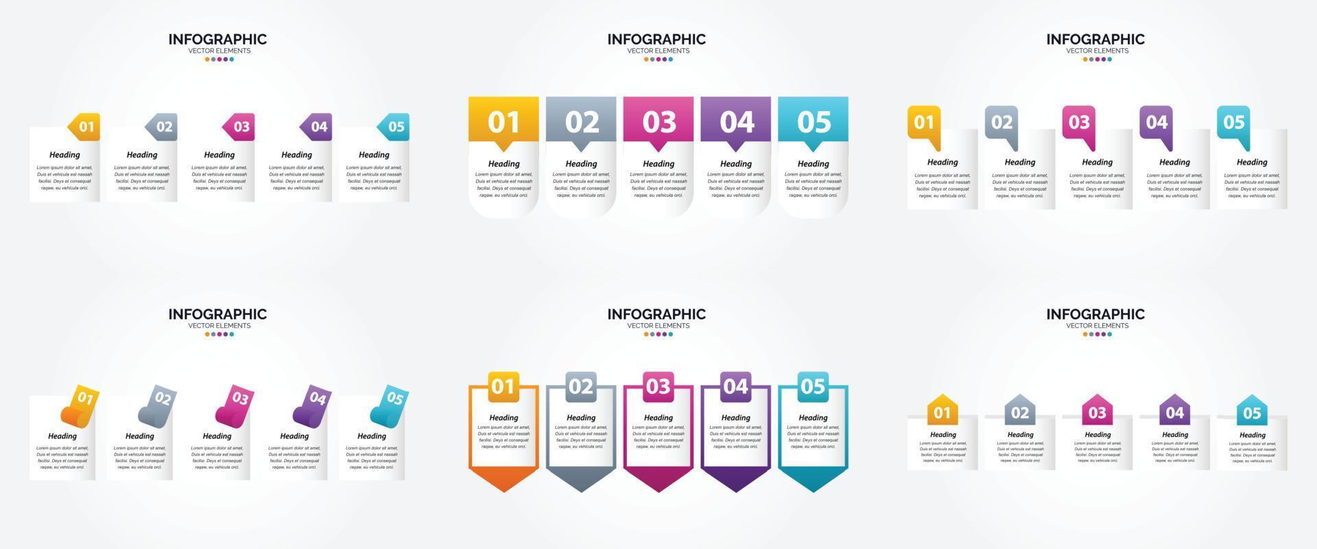 conjunto de design plano de infográficos de ilustração vetorial para folheto publicitário e revista vetor