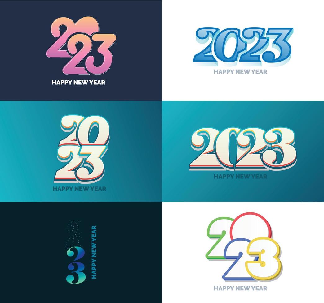 grande conjunto de design de texto de logotipo de feliz ano novo de 2023 modelo de design de número de 2023 vetor