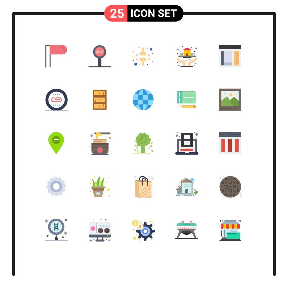pacote de interface do usuário de 25 cores planas básicas de desenvolvimento de codificação de elementos de design vetoriais editáveis da casa do navegador danificado vetor