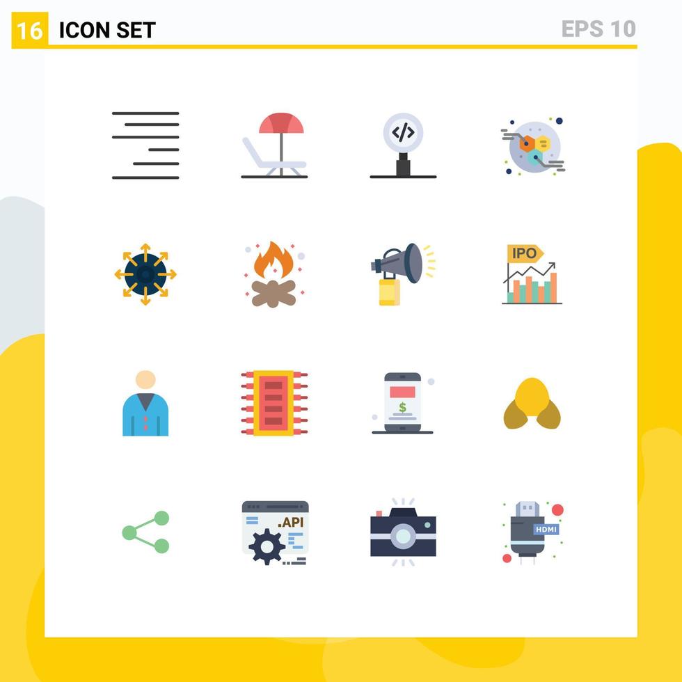 16 ícones criativos sinais modernos e símbolos de moléculas-alvo de desenvolvimento de pontos de sucesso pacote editável de elementos de design de vetores criativos