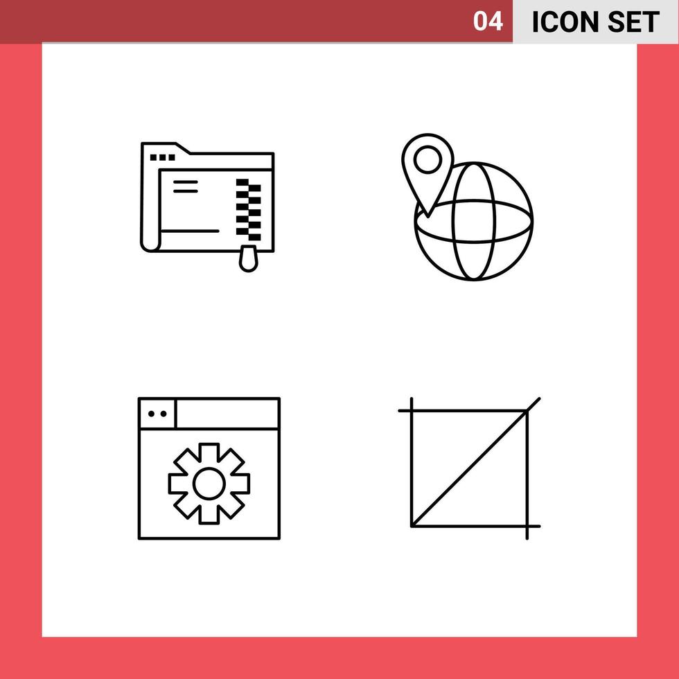 4 ícones criativos, sinais e símbolos modernos de armazenamento de configuração de dados, design mundial, elementos de design vetorial editáveis vetor