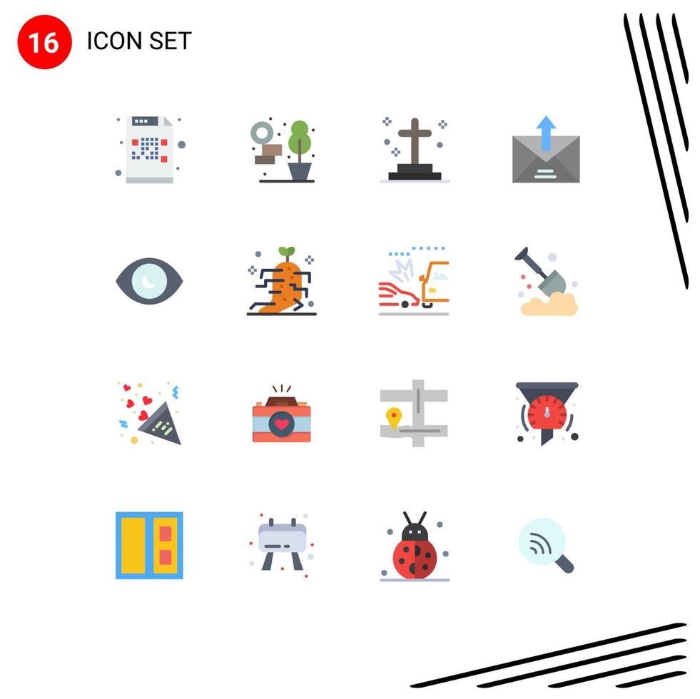 16 ícones criativos sinais modernos e símbolos de e-mail de morte de contorno de olho e pacote editável de elementos de design de vetores criativos