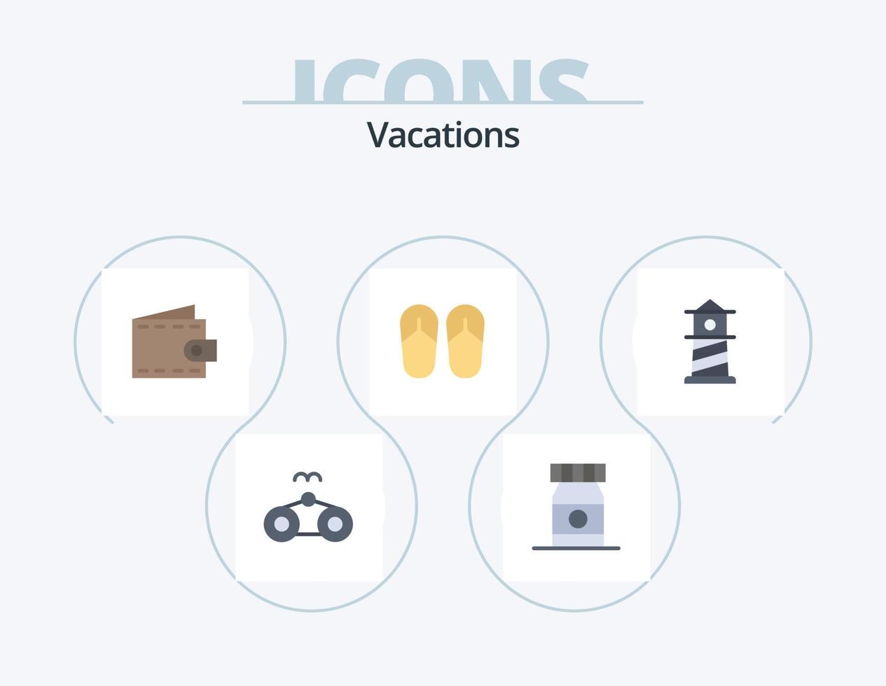 pacote de ícones planos de férias 5 design de ícones. . farol. dinheiro. de praia. pé vetor