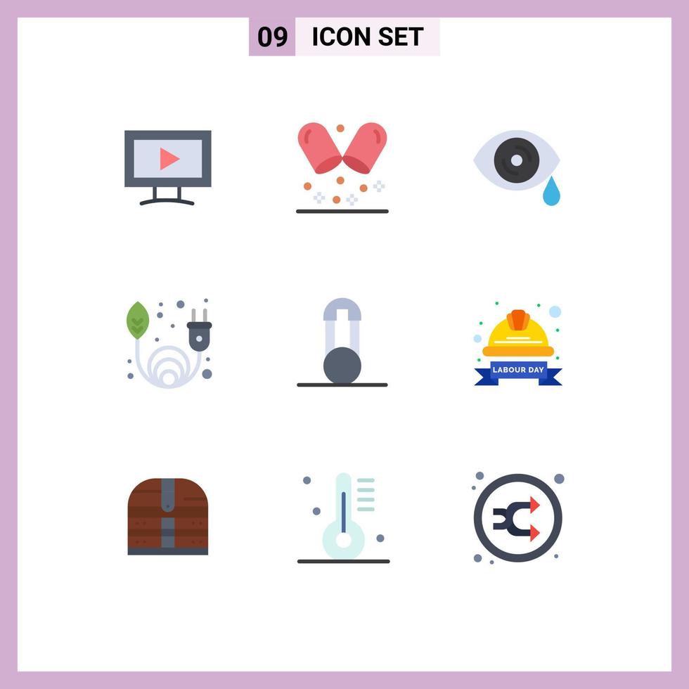 pacote de cores planas de 9 símbolos universais de alfinetes de lágrimas de segurança rígidos, elementos de design vetorial editáveis para bebês vetor