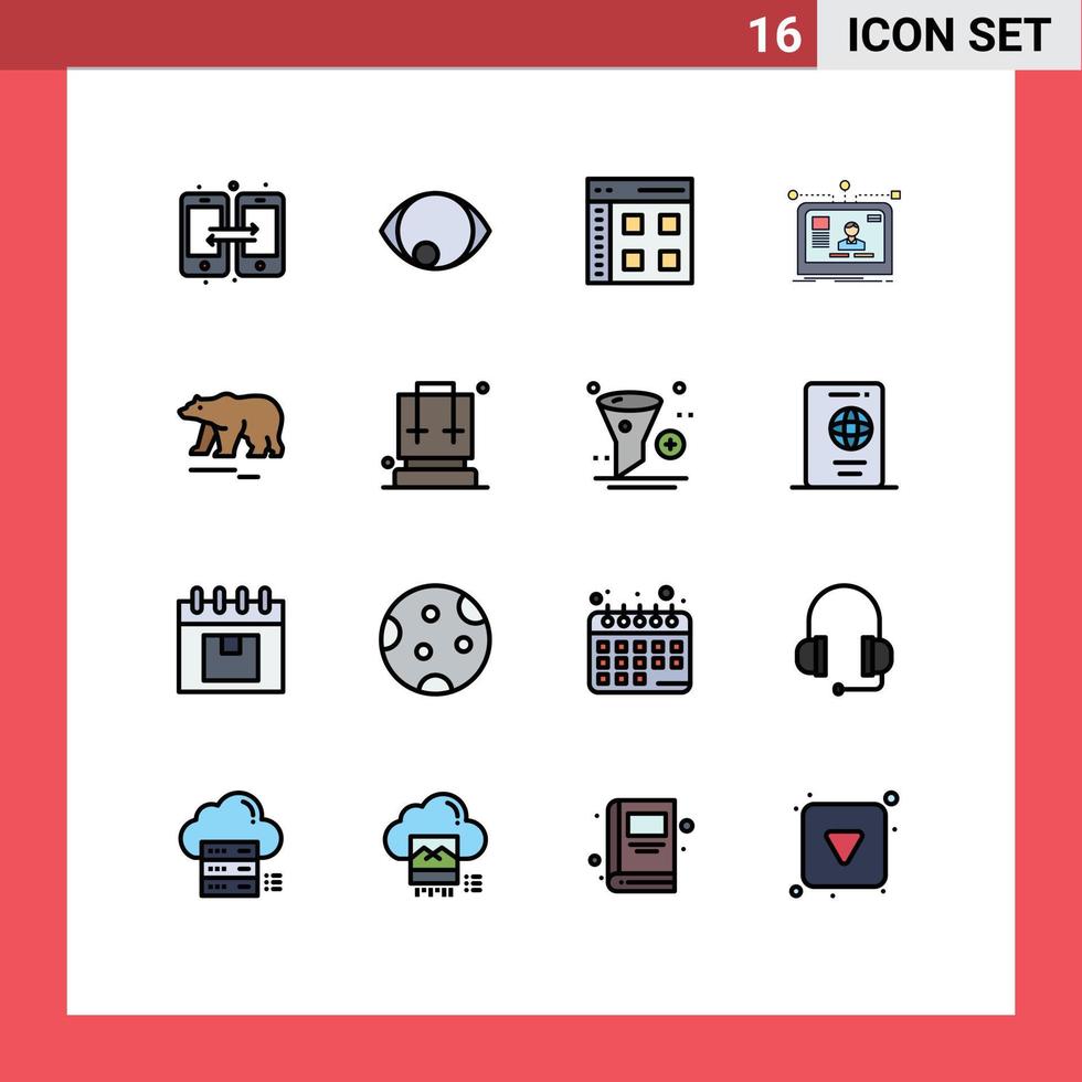 16 interface de usuário pacote de linhas preenchidas com cores planas de sinais e símbolos modernos de design de aplicativo de usuário website web editável elementos de design de vetor criativo