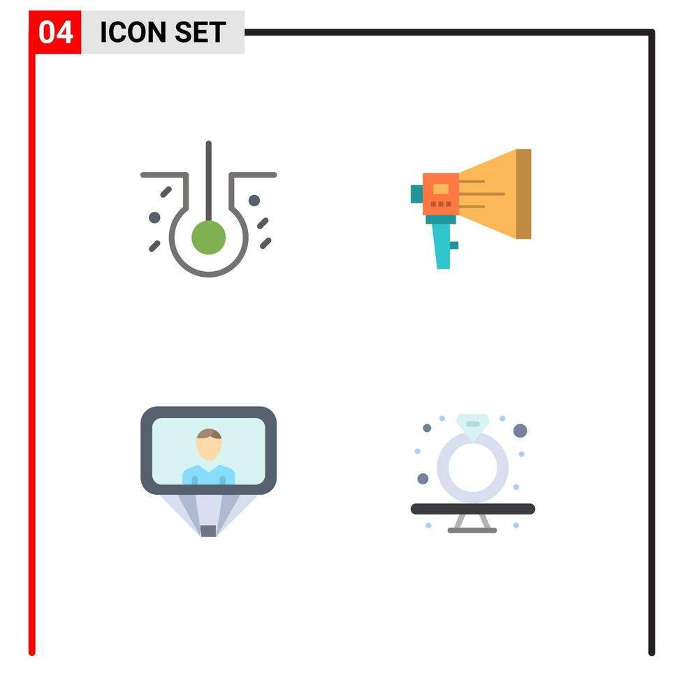4 sinais de ícones planos universais símbolos de ferramenta de cabelo anunciam elementos de design de vetores editáveis de perfil de marketing