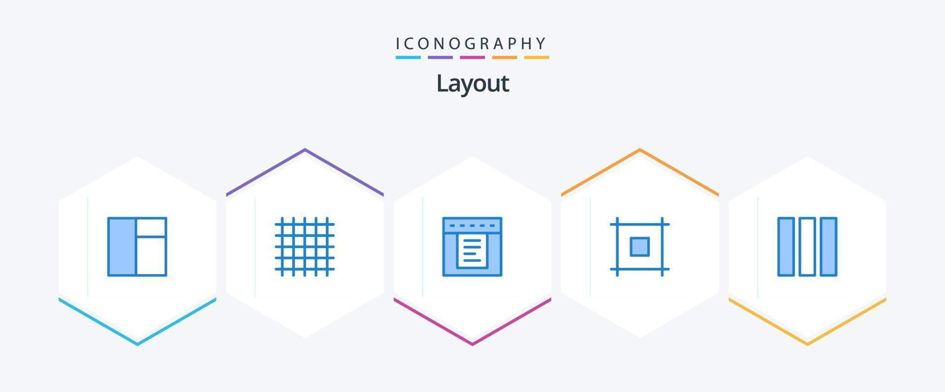 pacote de ícones azuis de layout 25, incluindo . . rede. web design. coluna vetor