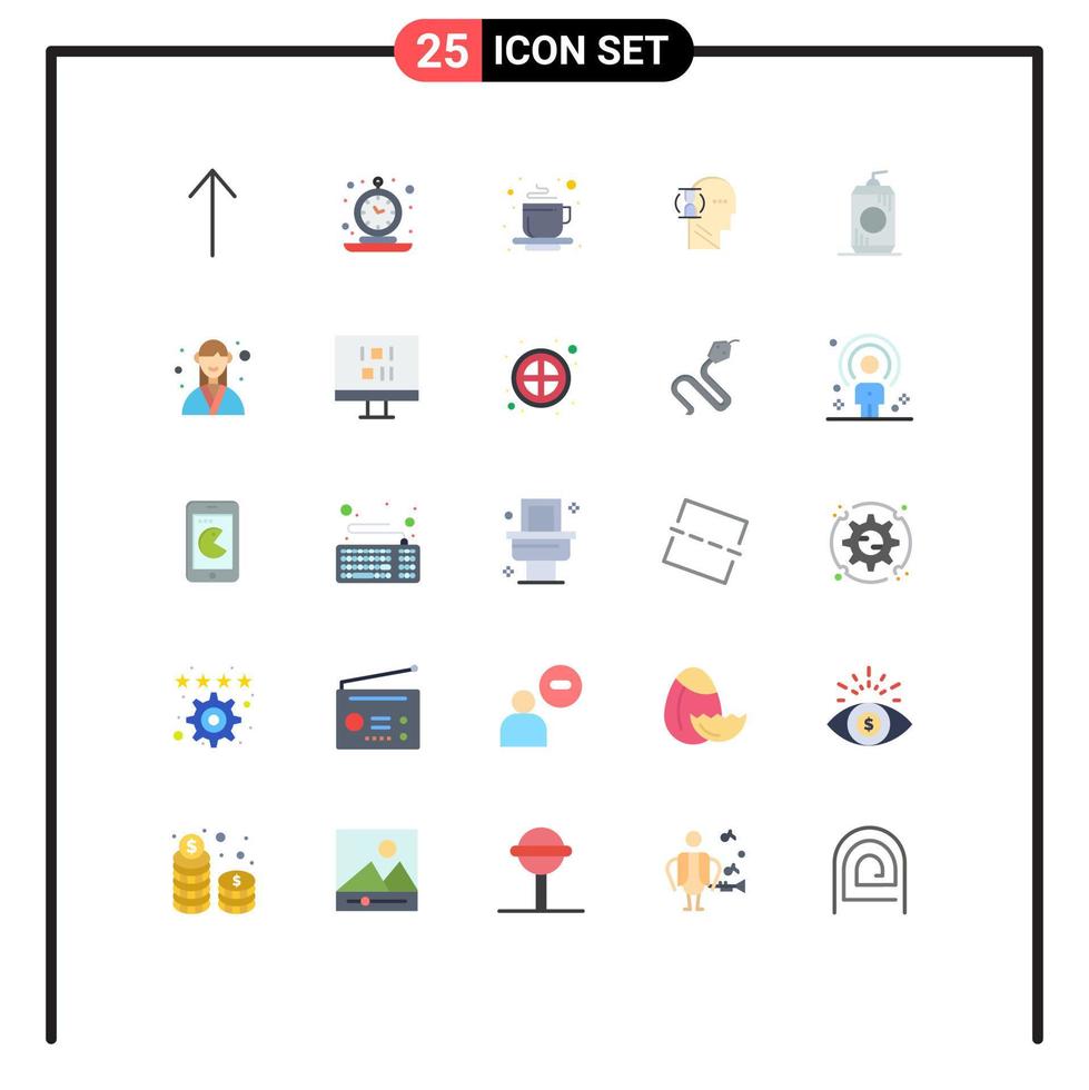 pacote de interface do usuário de 25 cores planas básicas de elementos de design de vetor editável de vidro masculino quente de garrafa de bebida