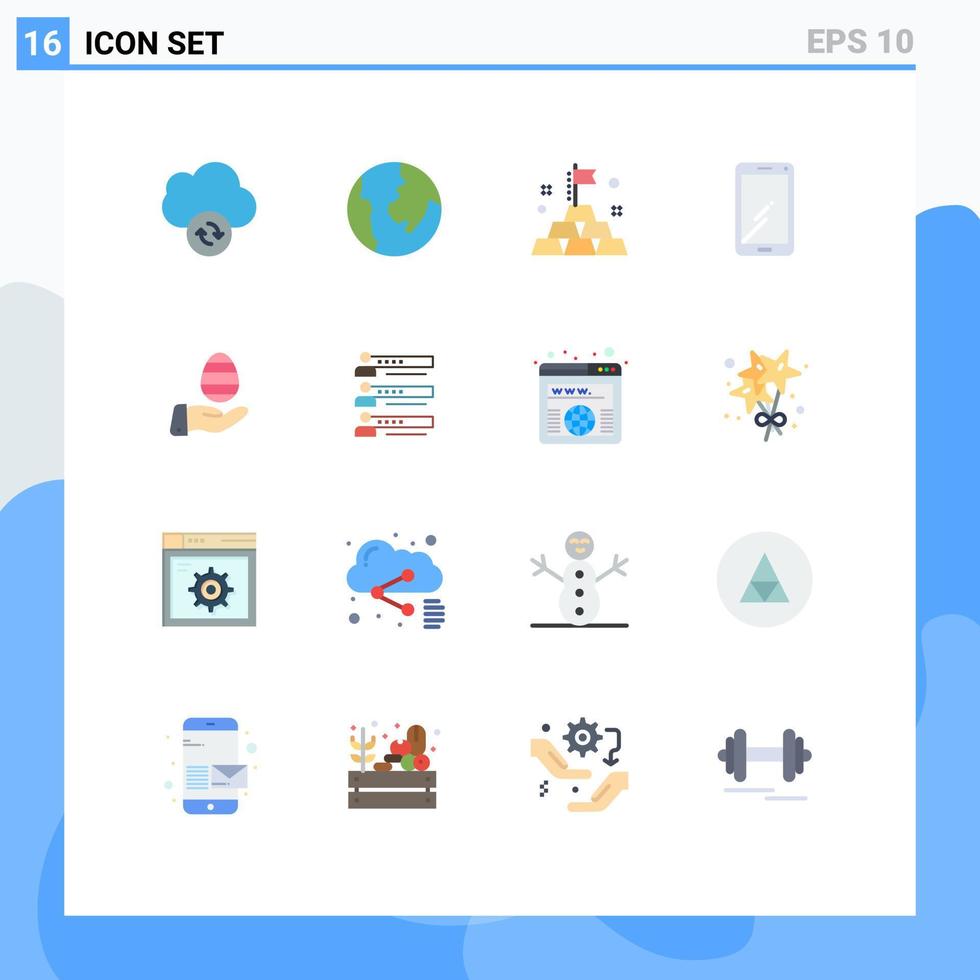16 cores planas universais definidas para habilidades de aplicativos móveis e da Web ovo de páscoa pacote editável samsung de elementos de design de vetores criativos