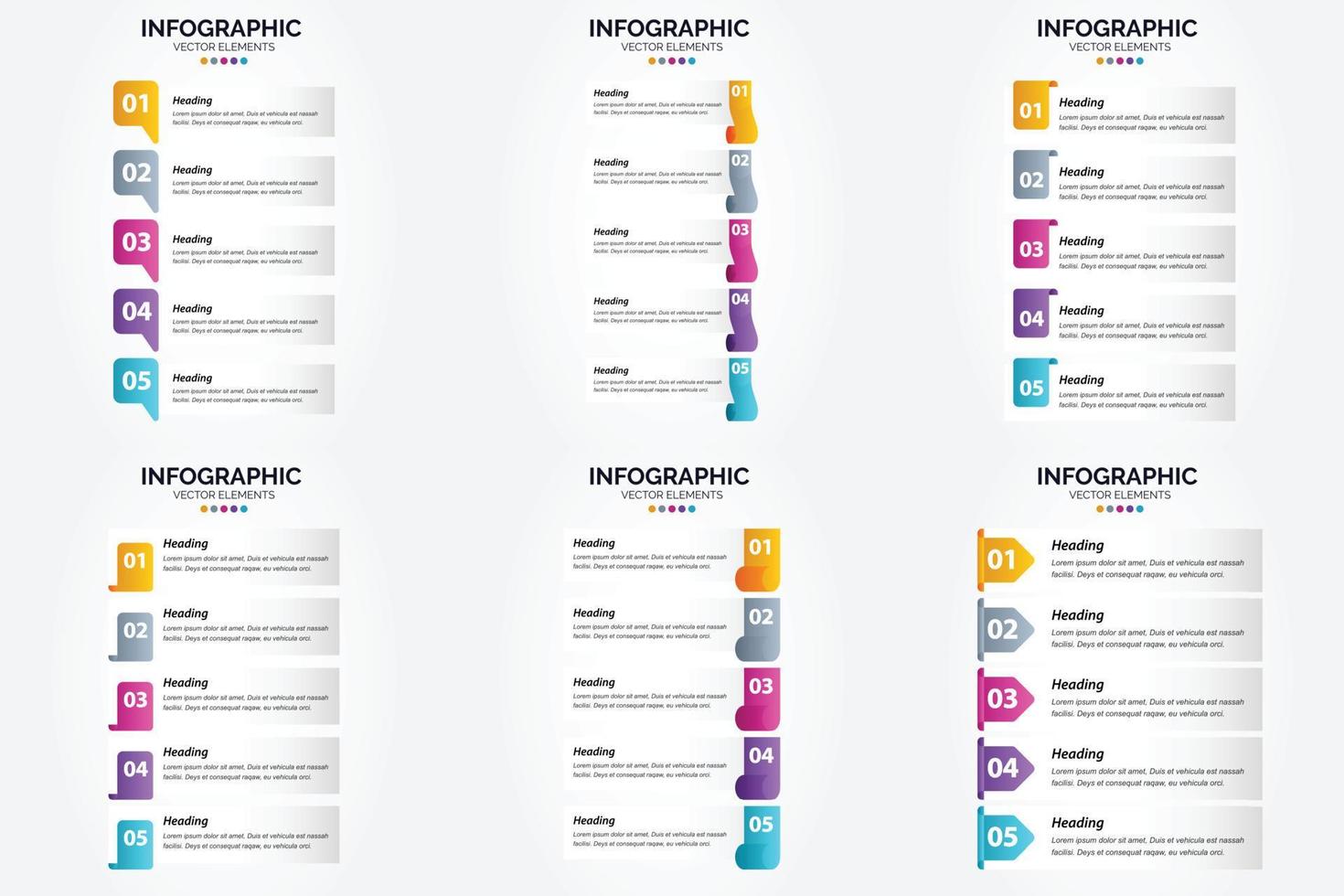 conjunto de design plano de infográficos de ilustração vetorial para folheto publicitário e revista vetor