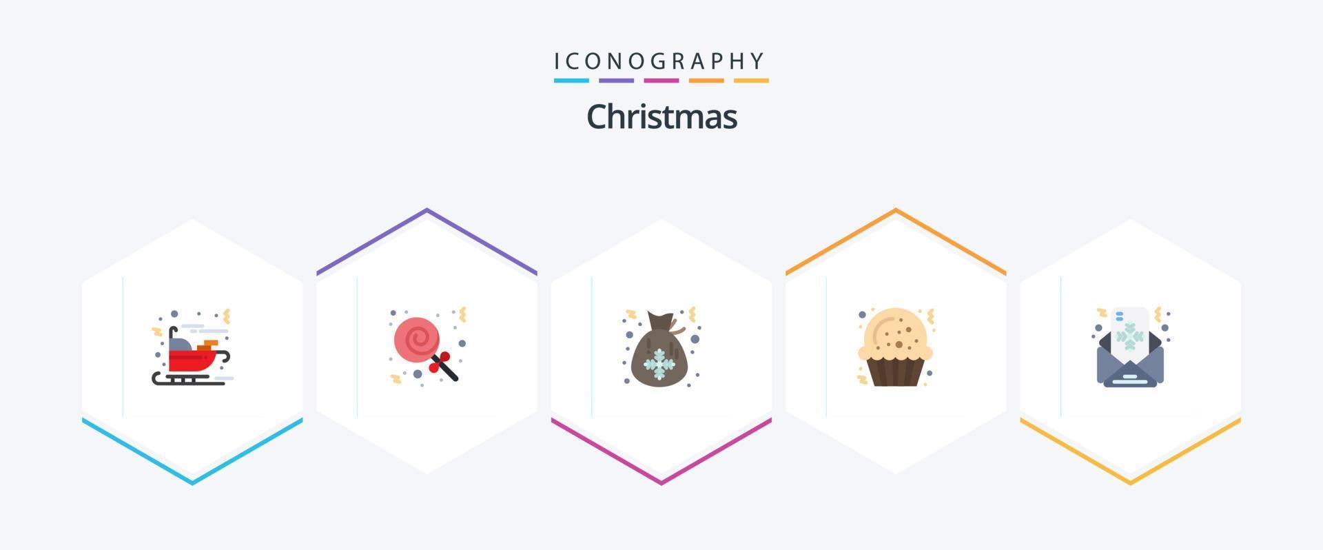 pacote de ícones planos de natal 25, incluindo mensagem. Natal. celebração. correspondência. bolacha vetor