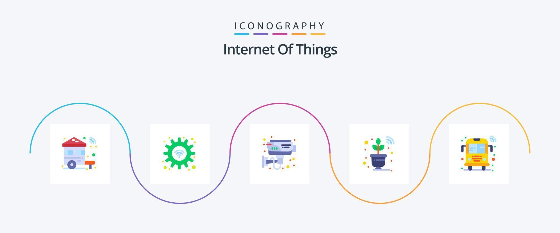 internet das coisas flat 5 icon pack incluindo wi-fi. sensor. Wi-fi. plantar. inteligente vetor