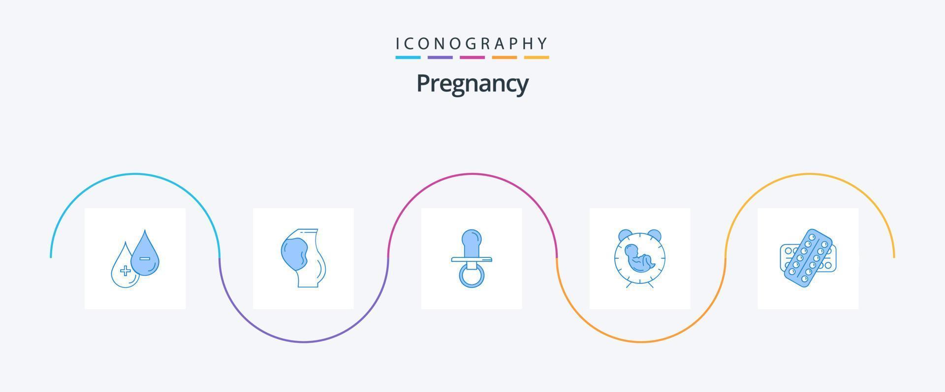 pacote de ícones de gravidez azul 5, incluindo bebê. Entrega. obstetrícia. crianças. fictício vetor