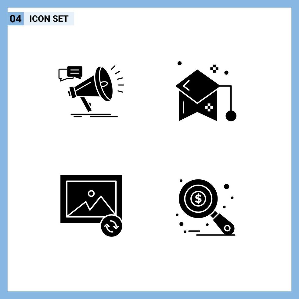 conjunto de 4 sinais de símbolos de ícones de interface do usuário modernos para promoção de estudante de marketing copa de pós-graduação foto elementos de design de vetores editáveis