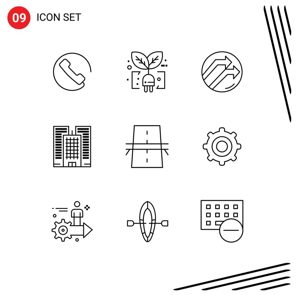 pacote de ícones de vetores de ações de 9 sinais e símbolos de linha para elementos de design de vetores editáveis de ponte de negócios de construção de grade