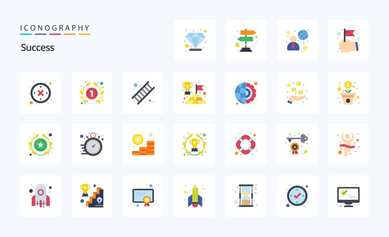 pacote de ícones de cores planas de 25 sucessos vetor