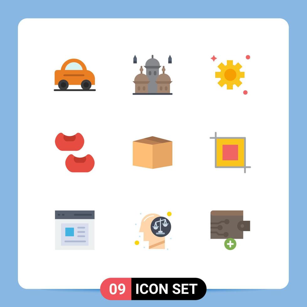 9 ícones criativos, sinais e símbolos modernos de ferramentas, equipamentos, carga, alimentos, elementos de design de vetores editáveis