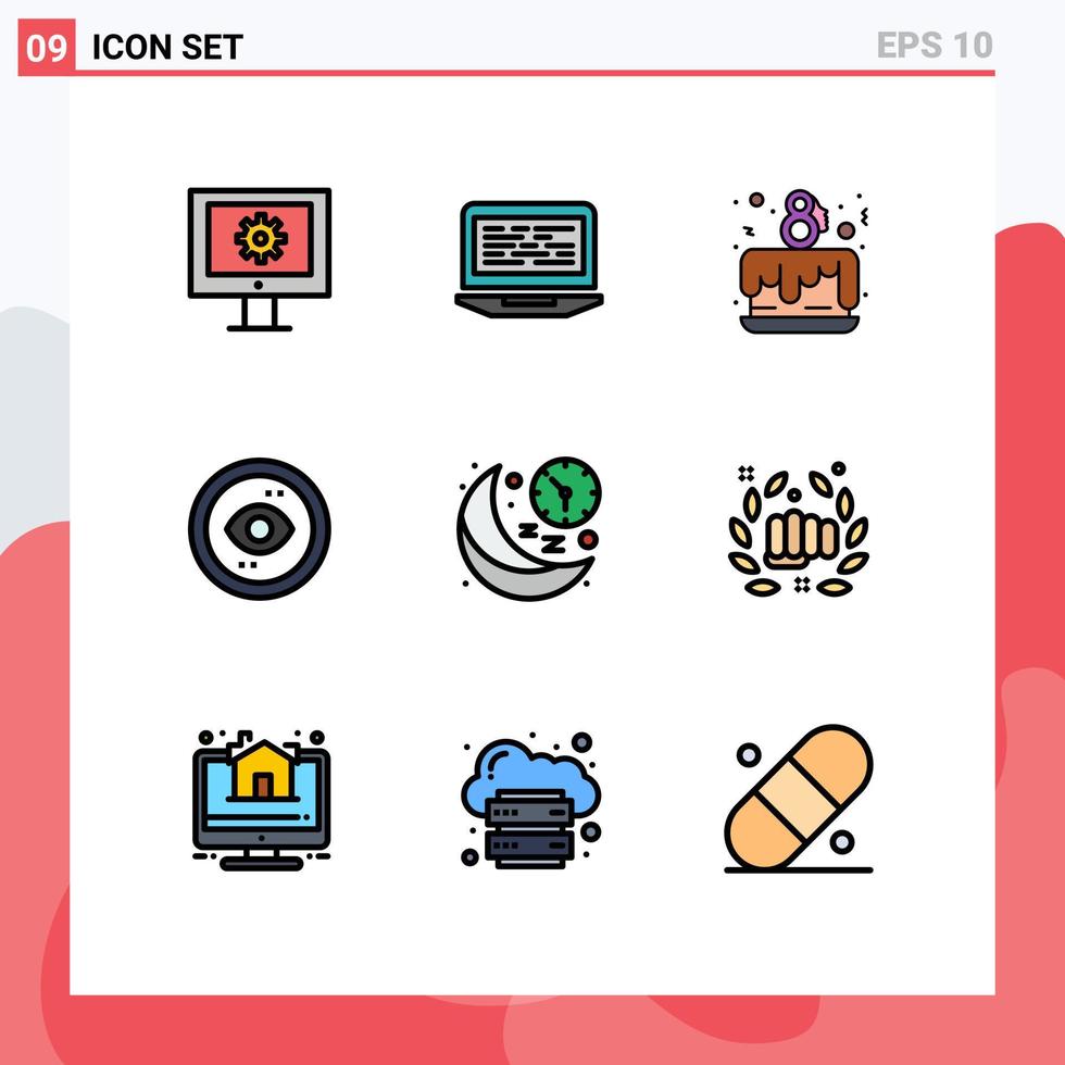 9 ícones criativos, sinais e símbolos modernos da interface de exibição olho do computador comemoram elementos de design de vetores editáveis