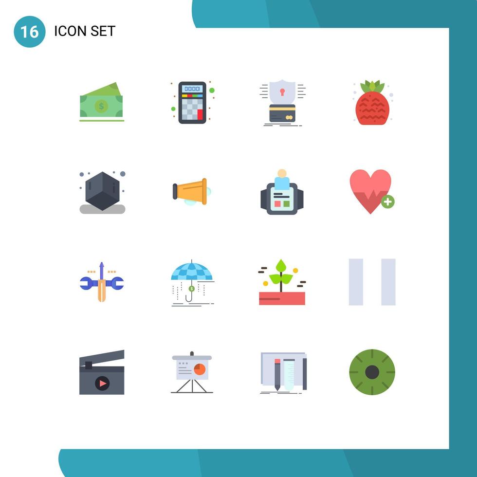Pacote de cores planas de 16 interfaces de usuário de sinais e símbolos modernos de cubo de segurança de verão pacote editável de elementos de design de vetores criativos