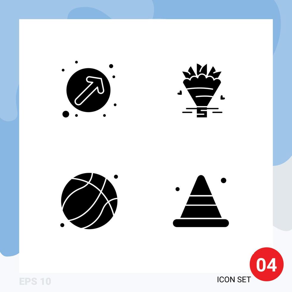pacote de interface do usuário de 4 glifos sólidos básicos de seta pai para cima flores certas elementos de design de vetores editáveis do dia dos pais