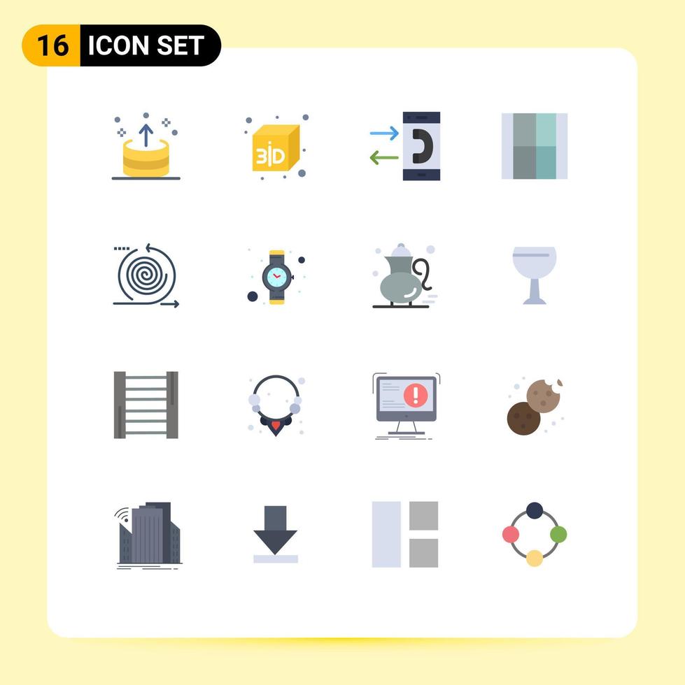 Pacote de cores planas de 16 interfaces de usuário de sinais e símbolos modernos de comunicação de ilustração de negócios desenhar criar pacote editável de elementos de design de vetores criativos
