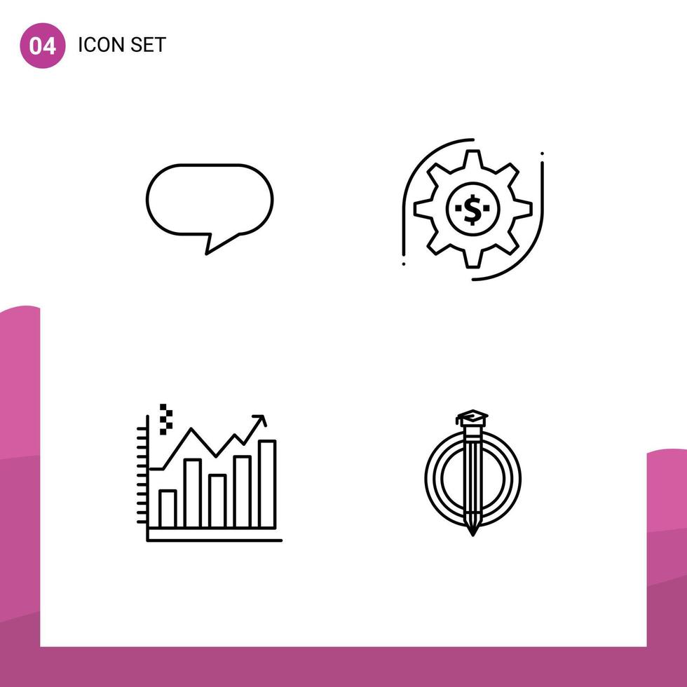 grupo de símbolos de ícone universal de 4 cores planas de linha preenchida modernas do gráfico de dinheiro de engrenagem de negócios do twitter elementos de design de vetores editáveis