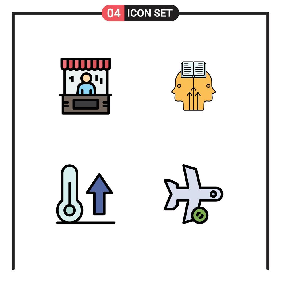 grupo de símbolos de ícone universal de 4 cores planas de linhas preenchidas modernas de publicidade, homem, comércio, mente, meteorologia, elementos de design de vetores editáveis