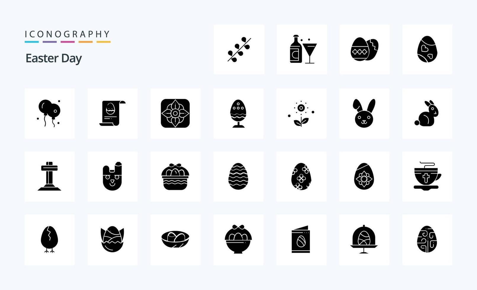 25 pacote de ícones de glifo sólido de páscoa vetor