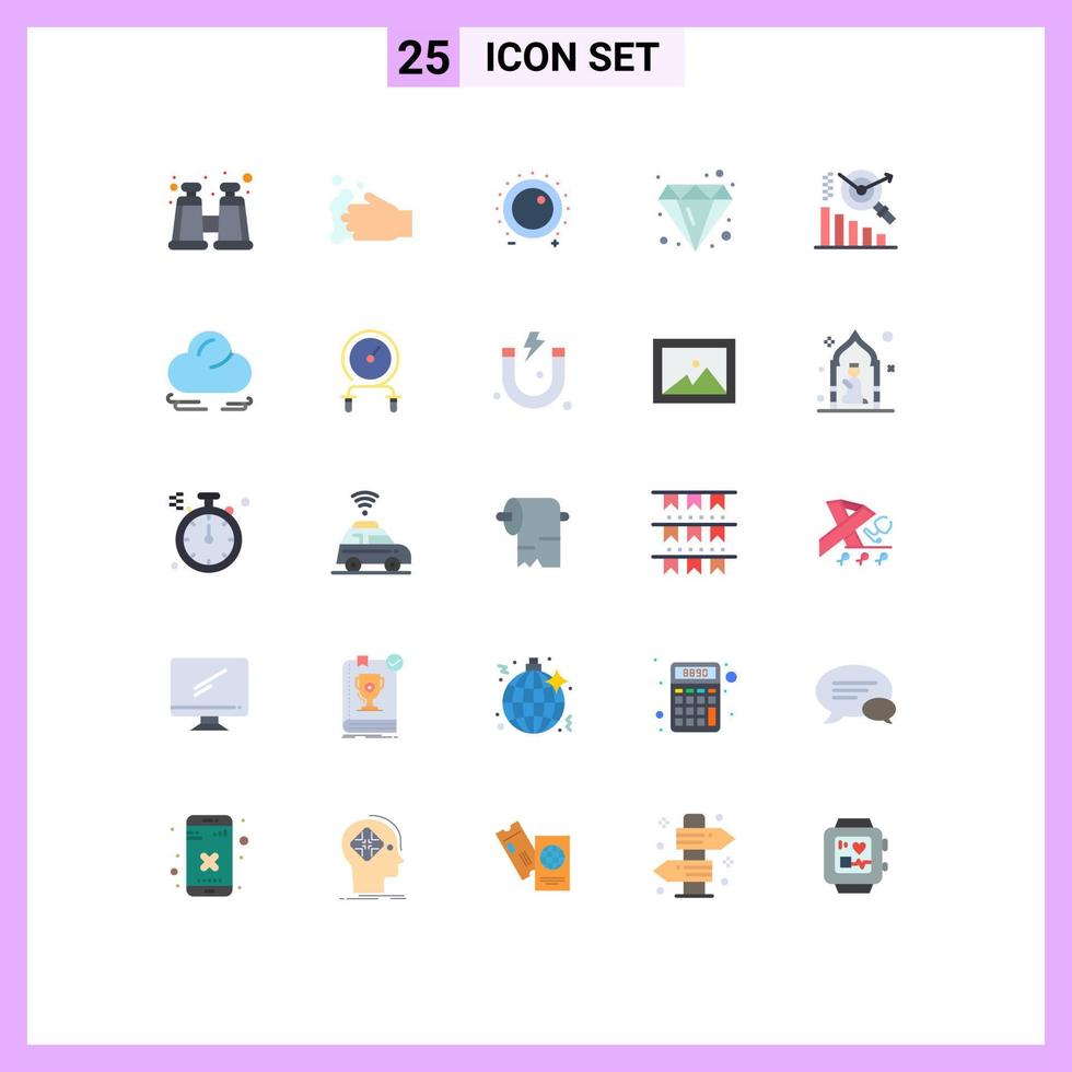 Conceito de 25 cores planas para sites móveis e aplicativos, gráfico, controle de joias, design de diamante, elementos de design vetorial editáveis vetor
