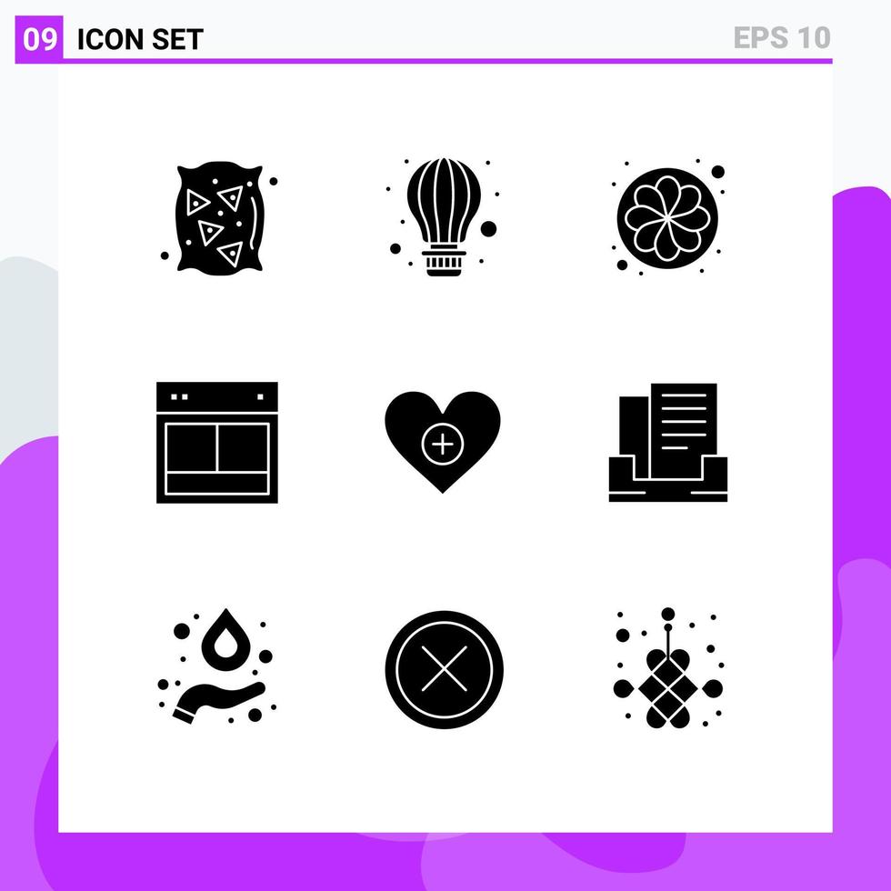 pacote de ícones vetoriais de estoque de 9 sinais e símbolos de linha para design de sites de flores da web de amor elementos de design de vetores editáveis