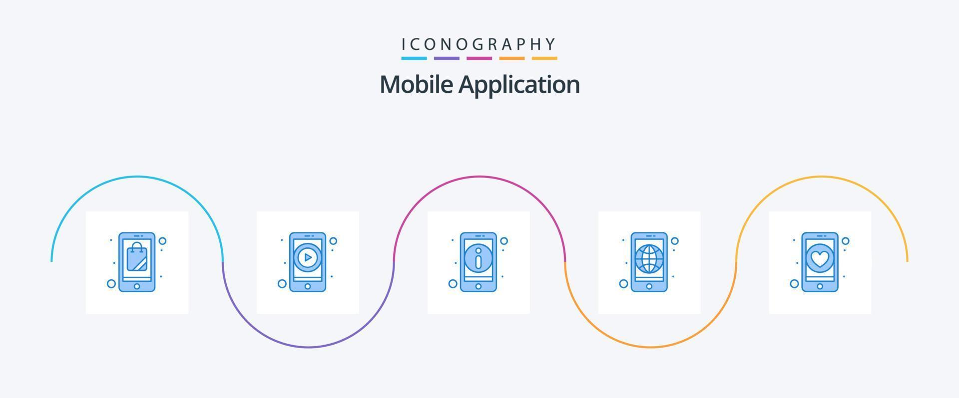 pacote de ícones de aplicativo móvel azul 5 incluindo namoro. Móvel. detalhe. globo. no mundo todo vetor