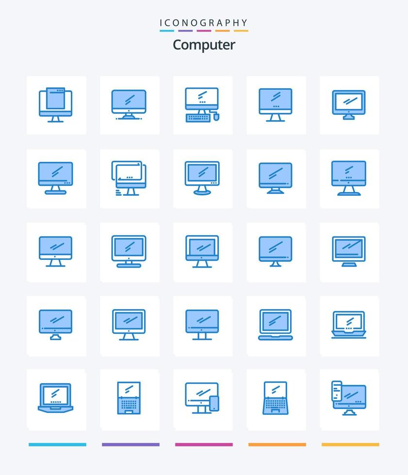 computador criativo 25 pacote de ícones azuis, como dispositivo. computador. imac. computador portátil. dispositivo vetor