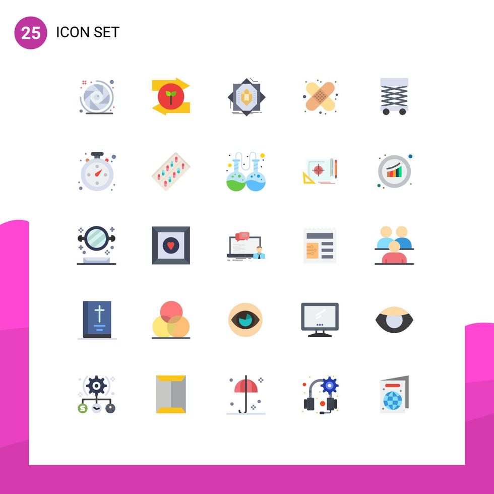 pacote de 25 sinais e símbolos modernos de cores planas para mídia impressa na web, como construção médica abstrata, formação de elementos de design vetorial editáveis vetor