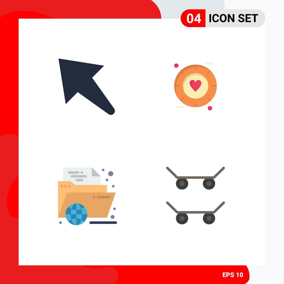 conjunto de 4 sinais de símbolos de ícones de interface do usuário modernos para educação de seta amor casamento aprendendo elementos de design de vetores editáveis