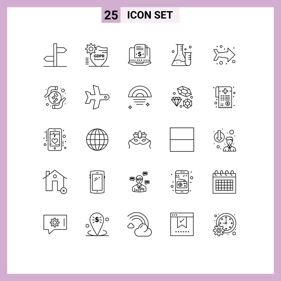 conceito de 25 linhas para sites móveis e aplicativos seta laboratório segurança tubo digital editável elementos de design vetorial vetor