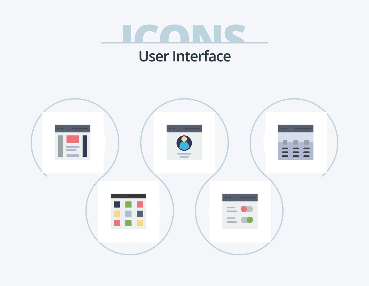 interface de usuário plana ícone pack 5 design de ícone. perfil. comunicação. do utilizador. Barra Lateral. deixei vetor